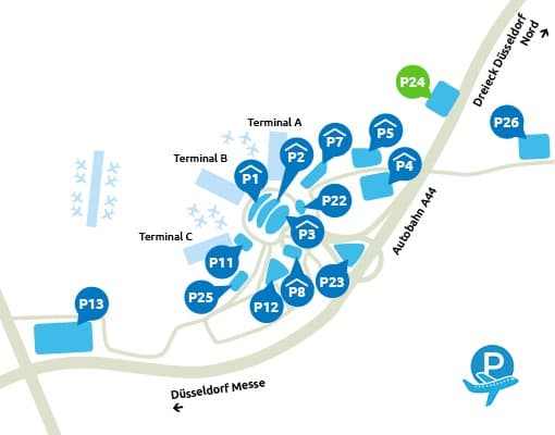 Parkeren bij P24 Dusseldorf Airport