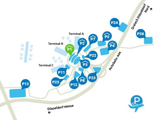 Parkeren bij P1 Dusseldorf Airport